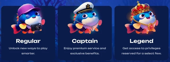 Fugu Casino Online VIP-Stufen Regular, Captain und Legend